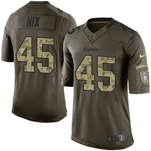 Men's Limited Roosevelt Nix Nike Jersey Green - #45 Salute to Service NFL Pittsburgh Steelers